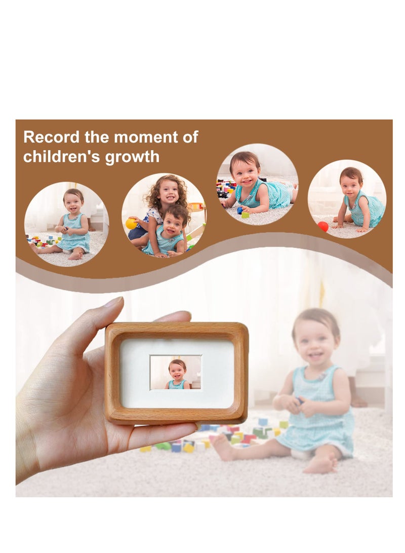 Nature Wood Picture Frame, with Smooth Round, 2x3 picture with opening mat or 3x4 picture without mat, Vertical or Horizontal Display, for Table top for Kids and Baby (Teak) - Image 2